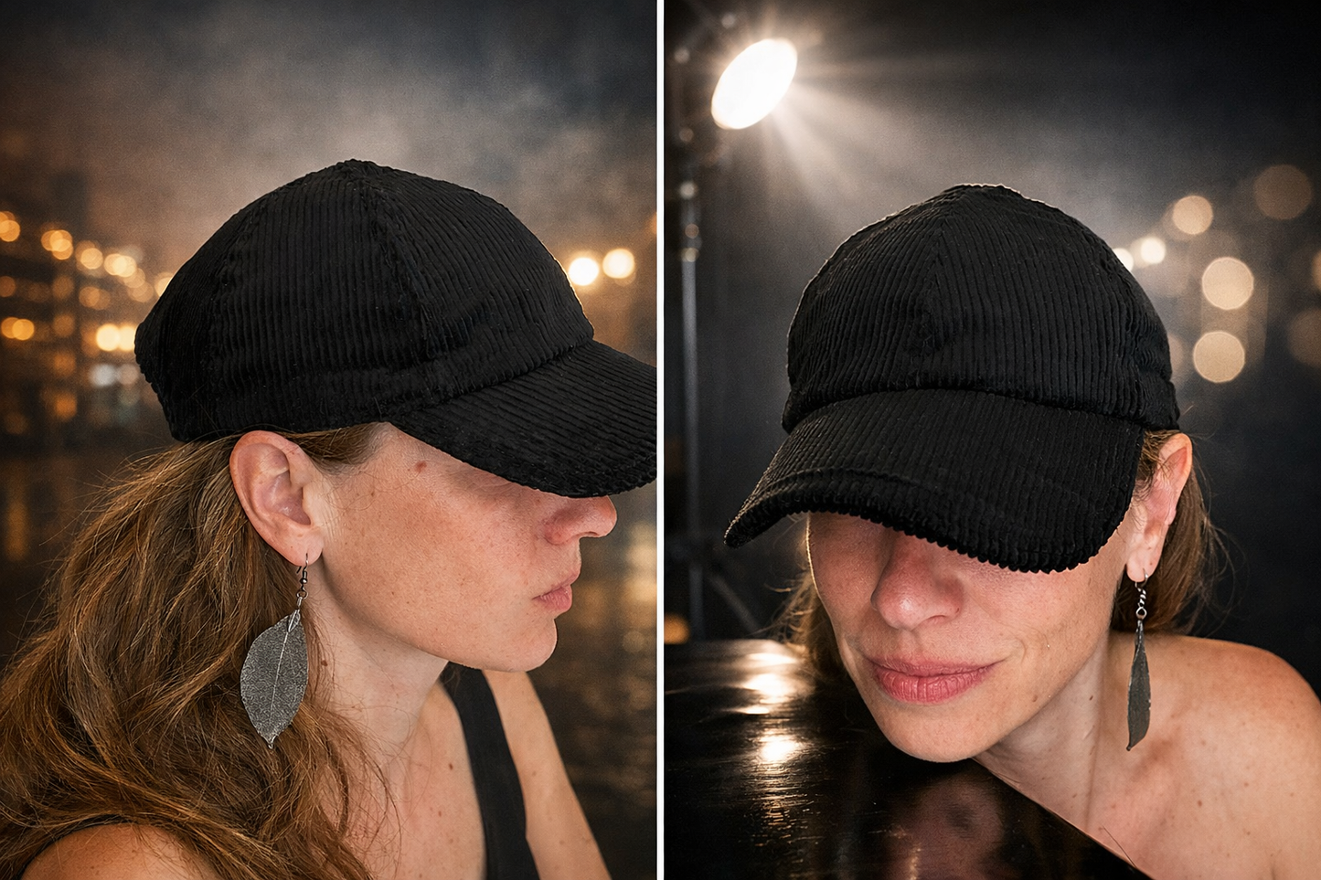 Casquette en velours noir côtelé – Accessoire mode chic & intemporel femme