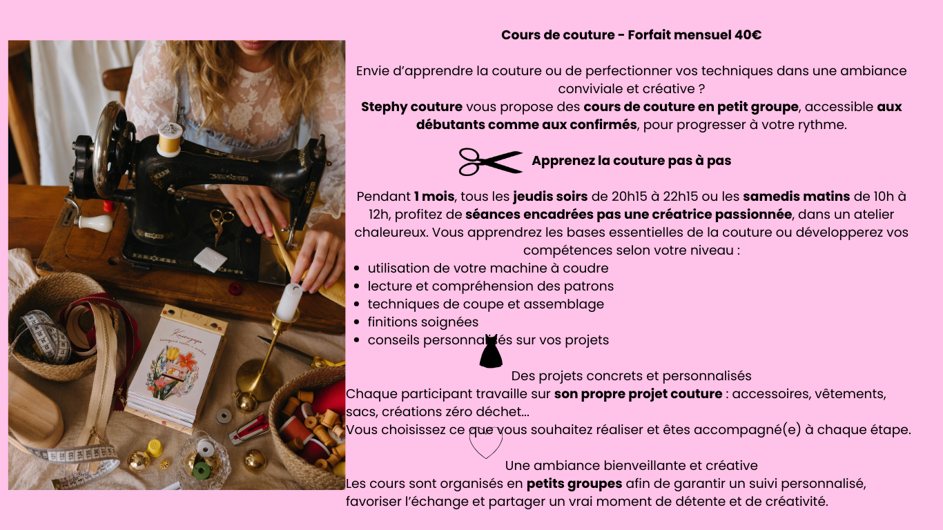 Un mois pour apprendre la couture et réaliser vos propres créations