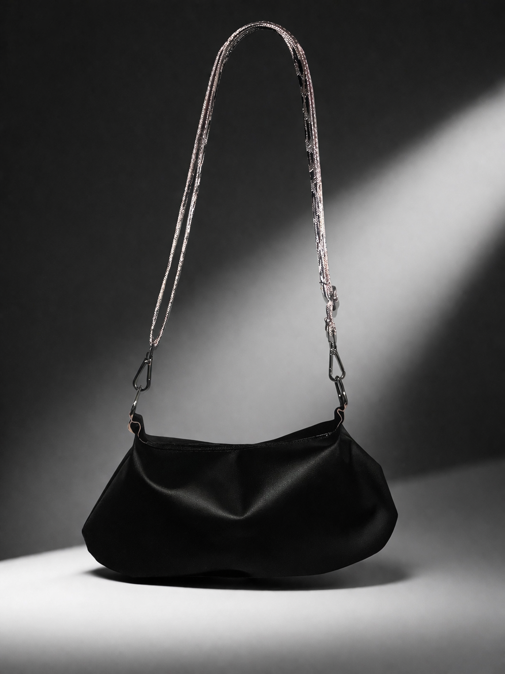 Sac demi-lune fait main – Taille M – Anse réglable – Stephy Couture
