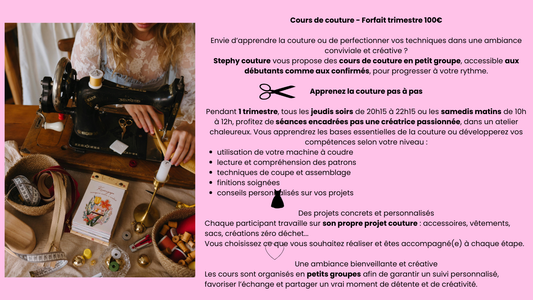Un trimestre pour apprendre la couture et réaliser vos propres créations