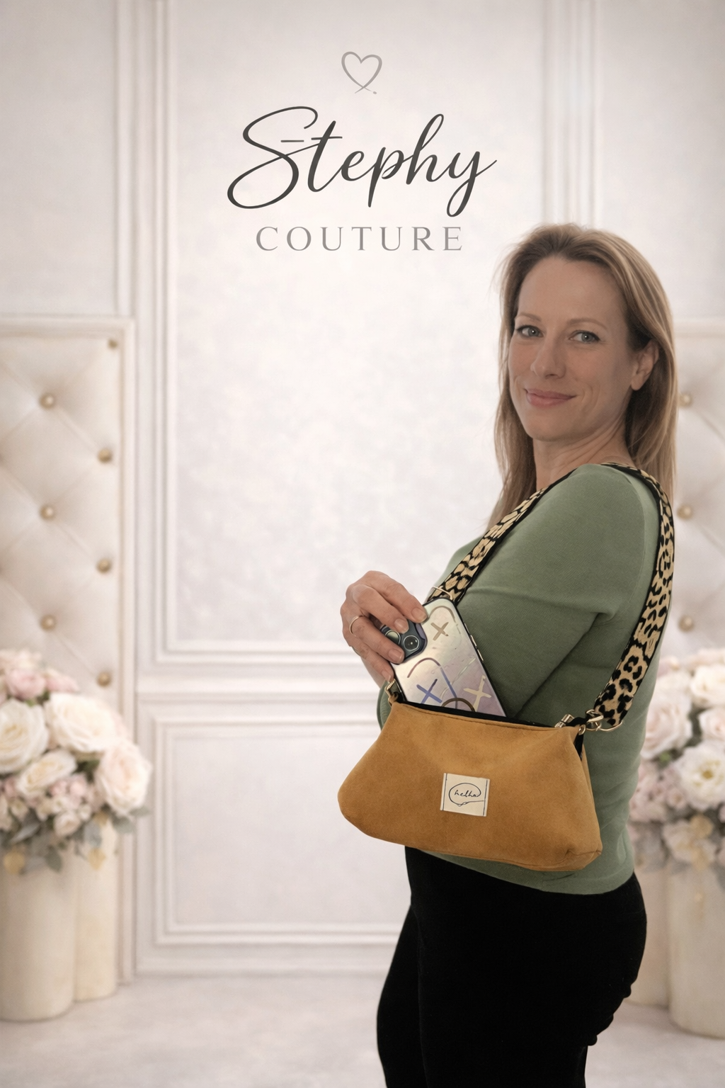 Sac demi-lune fait main – Taille S – Anse réglable – Stephy Couture (Copie)