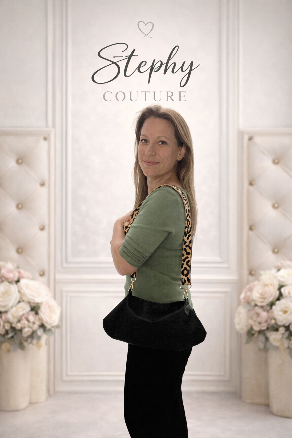 Sac demi-lune fait main – Taille M – Anse réglable – Stephy Couture
