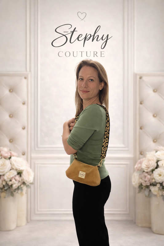 Sac demi-lune fait main – Taille S – Anse réglable – Stephy Couture (Copie)