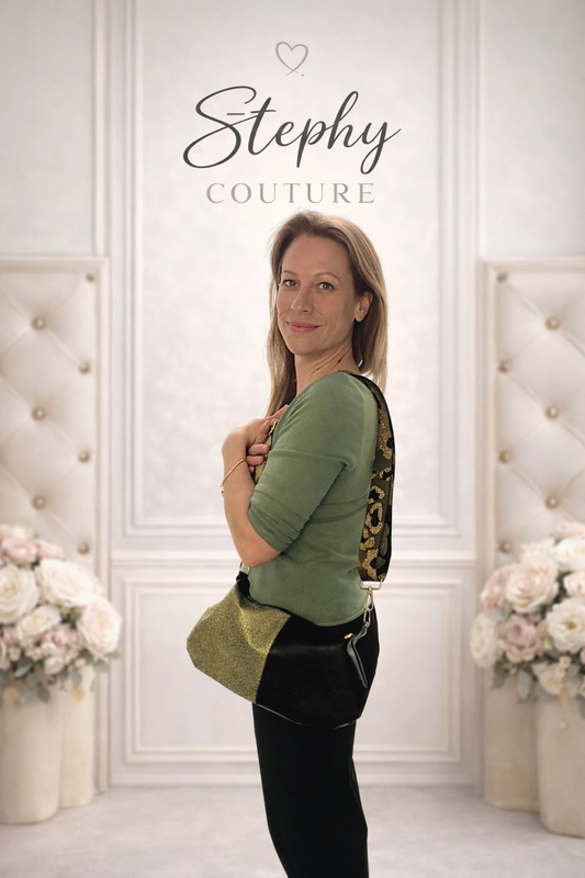 Sac demi-lune fait main – Taille M – Anse réglable – Stephy Couture