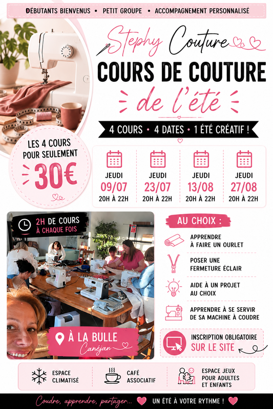 Pack Cours de couture Canejan – Été 2026